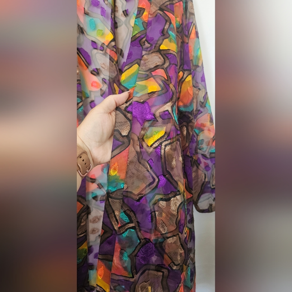 Maggie Shephard‎ Australia Vintage Long Sleeve Sheer Abstract Tunic Size Medium - Picture 5 of 8